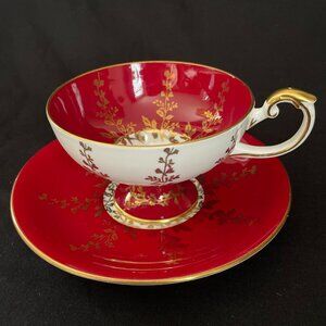 AYNSLEY Bone China red Teacup and saucer set